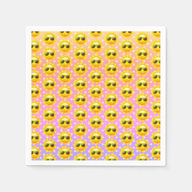 Solglasögon på Sol med polkuddbakgrund Pappersservett (Framsidan)