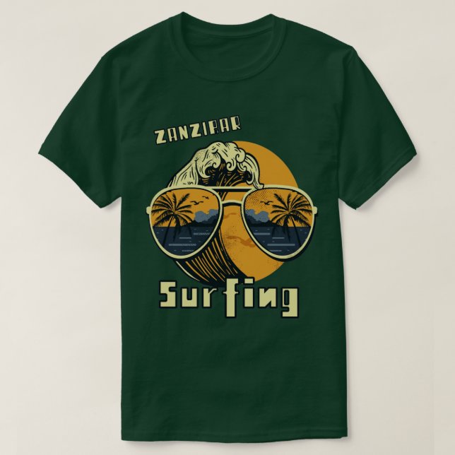 Solglasögon Surfing Beach Zanzibar Vacation Handfl T Shirt (Design framsida)
