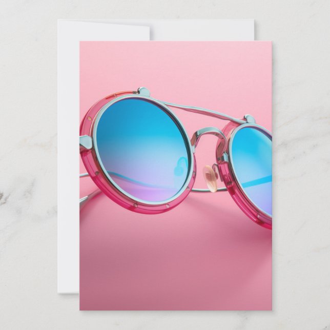 Solglasögon-tema design, rosa cool inbjudningar (Framsida)