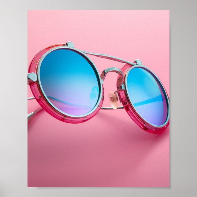 Solglasögon temadesign, rosa cool poster (Framsidan)