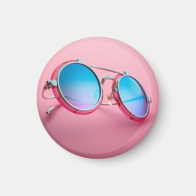 Solglasögon tematisk magnet, rosa cool magnet (Framsidan)