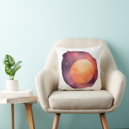 Solglöd: Kosmisk vattenfärgskonst Kudde