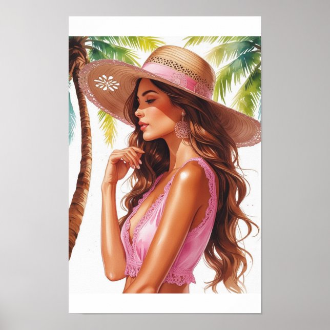 Solgudinnad dam i rosa poster (Framsidan)