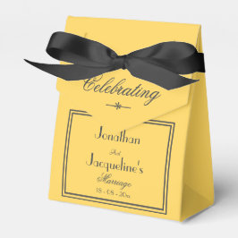 Solgul Bröllop Chic Svarta Namn Elegant Presentaskar