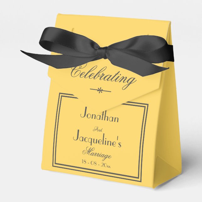 Solgul Bröllop Chic Svarta Namn Elegant Presentaskar (Framsidan Sidan)
