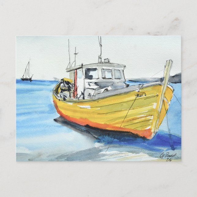 Solgul Fiskebåt Vykort (Framsida)