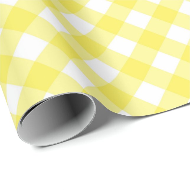 Solgul Gingham-mönster Presentpapper (Rullad Hörn)