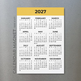 Solgul helårsvy 2027 Magnetisk kalender