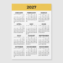 Solgul helårsvy 2027 Magnetisk kalender