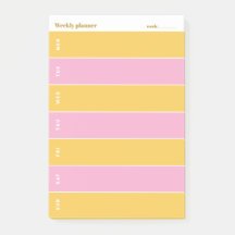 Solgul och rosa anpassad veckoplanering