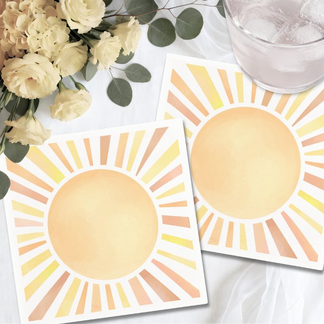 Solgul Orange Sol Pappersservett (Sunshine Yellow Orange Sun Napkins )