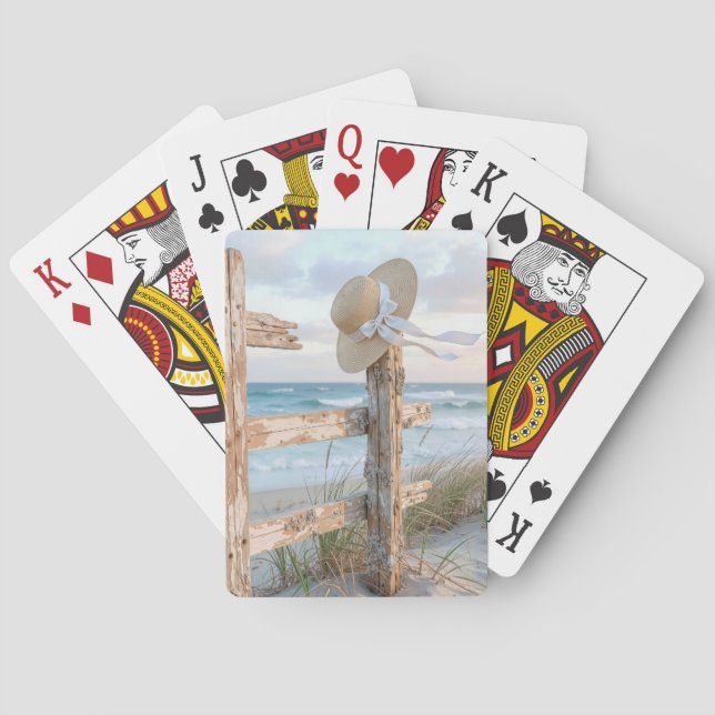 Solhatt på ett strandstaket casinokort (Baksidan)