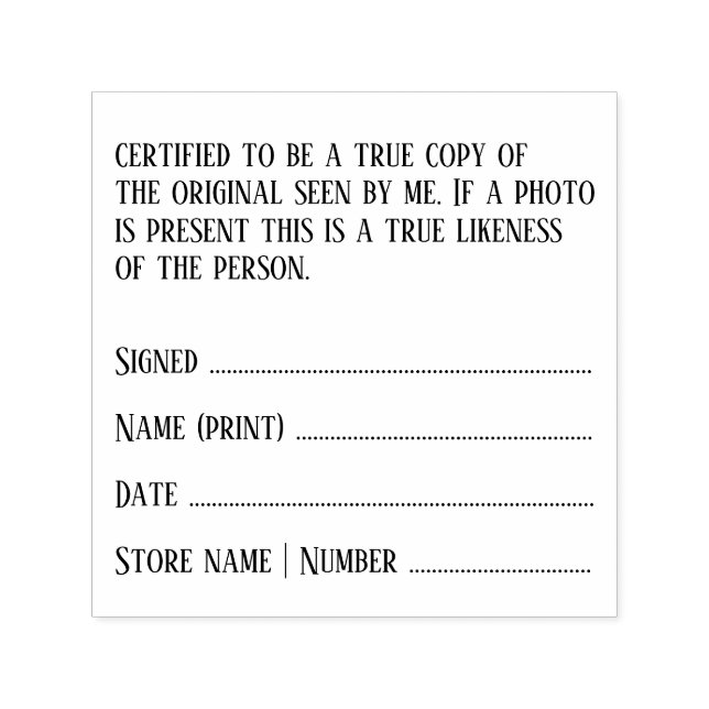 Solicitor Legal Certify copy true likness-foto Självfärgande Stämpel (Design)