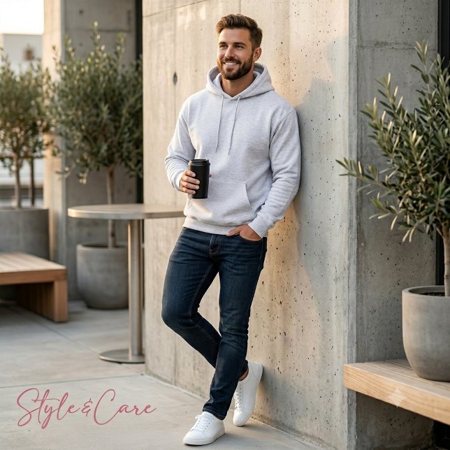 Solid Askdräkt för män designad för dagligt bruk Hoodie (Solid Ash Hoodie for Men Designed for Daily Wear)