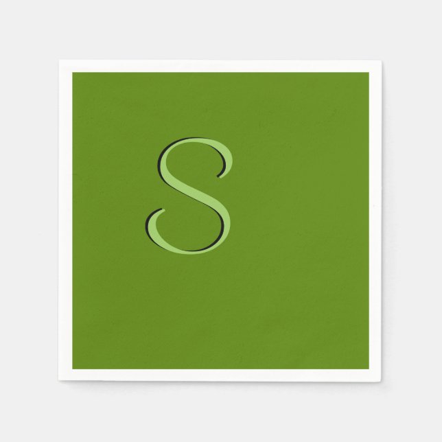 Solid Avocado-Grönt initierad Pappersservett (Framsidan)