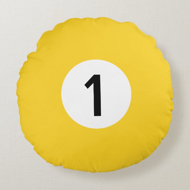 Solid Billiard Boll #1 - 100 % redigerbar Rund Kudde (Framsidan)