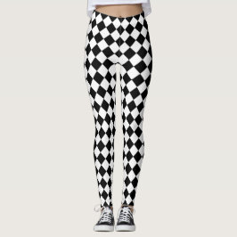 Solid Black and Classic White Chevron Mönster Leggings