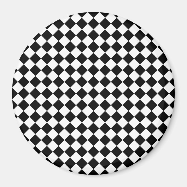 Solid Black and White Chevron Mönster 3-Inch Round Magnet (Framsidan)