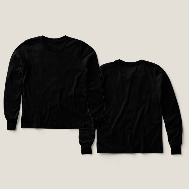 Solid Black Boys Anpassningsbar Bella Canvas Long T Shirt (Design framsida och baksida)