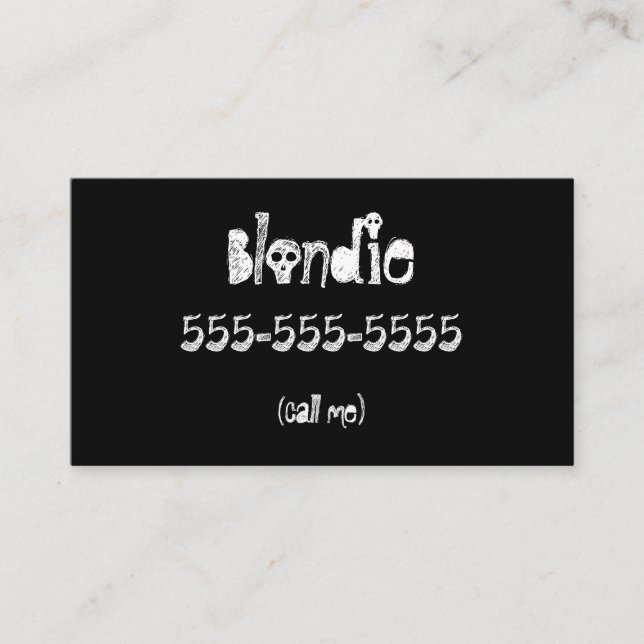 Solid Black Goth Call Me-kort Visitkort (Framsida)