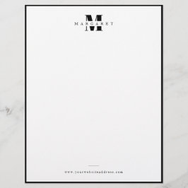 Solid Black Gräns fet Brev Enkel Monogram Brevhuvud