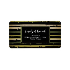 Solid Black med Grönt Bamboo Rand Adressetikett