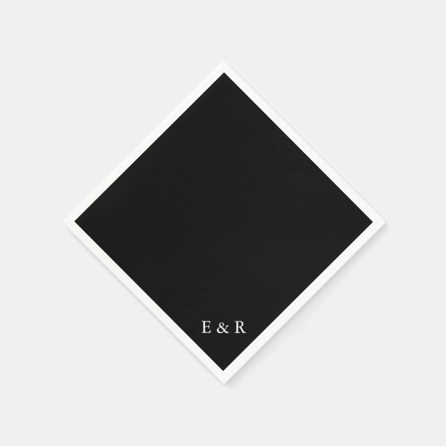 Solid Black med vit Bröllop-detalj Pappersservett (Hörn)