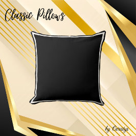 Solid Black med White Trim Dekorativ kudde