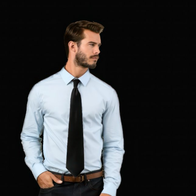 Solid Black Tie Slips (Man wearing a solid black necktie.
)