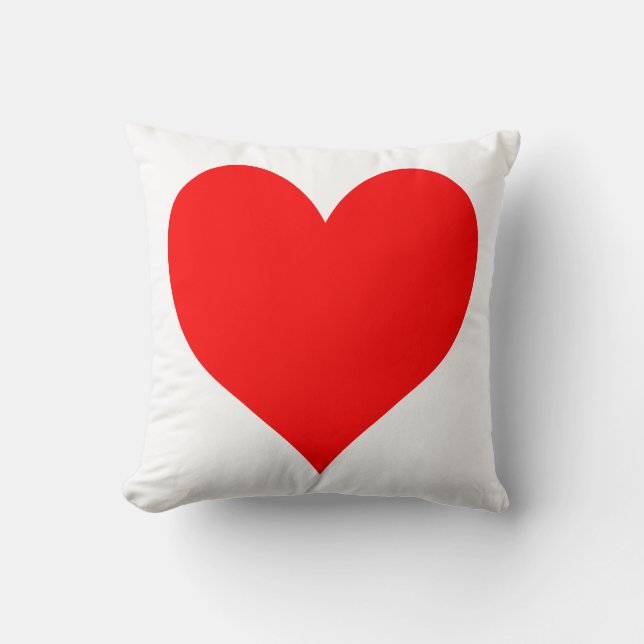 Solid Bright Red Cute Heart Kudde (Framsida)