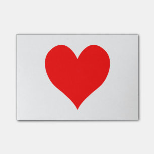 Solid Bright Red Cute Heart Post-it Block