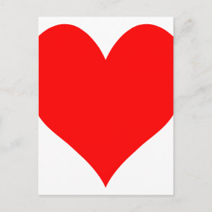 Solid Bright Red Cute Heart Vykort