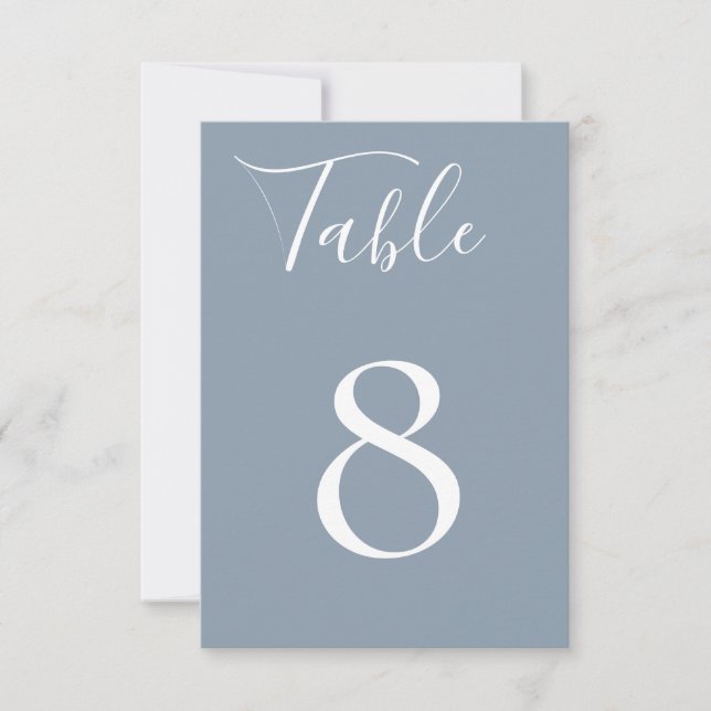 Solid Chic Dusty Blue-Bordsnummer-kort OSA Kort (Framsida)