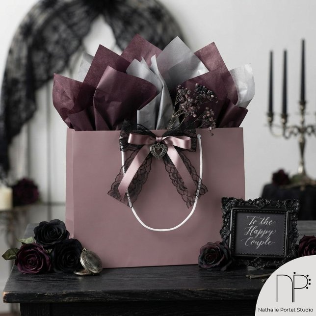 Solid Dammig Mauve Stor Presentpåse  (Solid dusty mauve minimalist gothic large gift bag for sophisticated and refined gift presentation.)