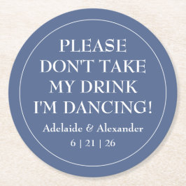 Solid Dusty Blue Bröllop Underlägg Papper Rund