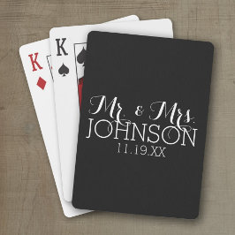 Solid Färg Black Mr & Mrs. Wedding Favors Casinokort