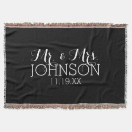 Solid Färg Black Mr & Mrs. Wedding Favors Filt