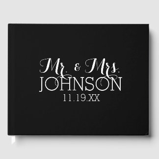 Solid Färg Black Mr & Mrs. Wedding Favors Gästböcker