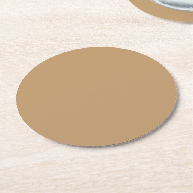 Solid Färg: Camel Brown / Tan Underlägg Papper Rund (Vinklad)