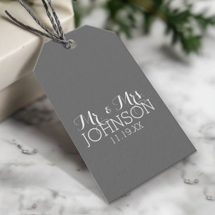 Solid Färg Charcol - Mr & Mrs Wedding Favors Presentetikett
