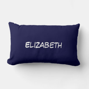 Solid Färg DIY BG, Namn Monogram - marinblå Lumbarkudde