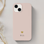 Solid Färg Guld Heart Monogram Dusty Rosa<br><div class="desc">Anpassningsbar-designade telefonfodral med modern solid färg med guld-hjärtans monogramdesign.</div>