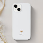 Solid Färg Guld Heart Monogram Light Grått<br><div class="desc">Anpassningsbar-designade telefonfodral med modern solid färg med guld-hjärtans monogramdesign.</div>