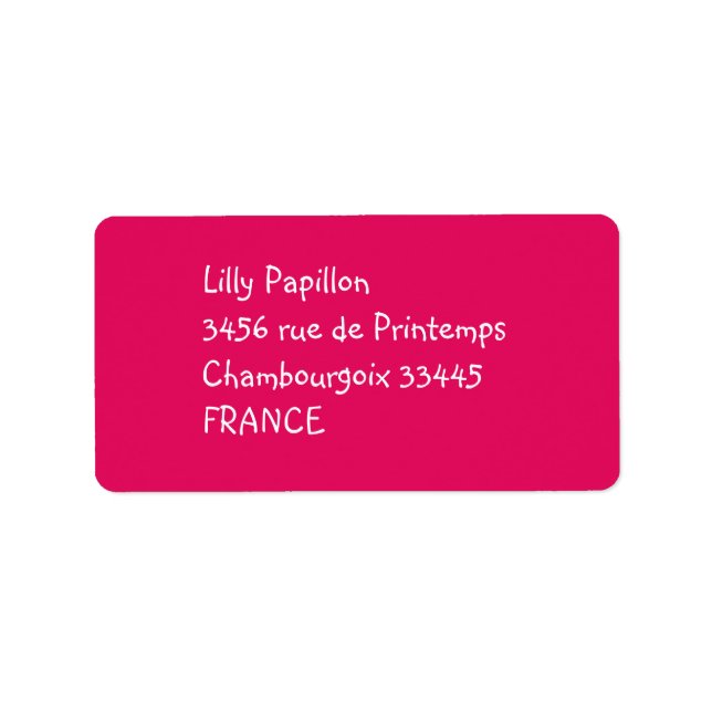 solid färg-hallon adressetikett (Framsidan)