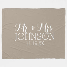 Solid Färg Linen Beige - Mr & Mrs Wedding Favors Fleecefilt