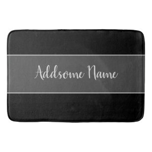 Solid Färg Modern Basic Black Monogrammed monogram Badrumsmatta