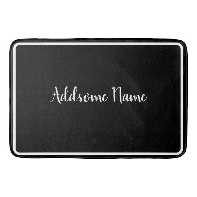 Solid Färg Modern Basic Black Monogrammed monogram Badrumsmatta (Framsidan)