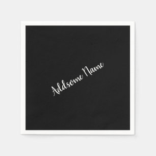 Solid Färg Modern Basic Black Monogrammed monogram Pappersservett
