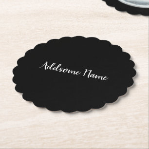Solid Färg Modern Basic Black Monogrammed monogram Underlägg Papper