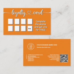 Solid Färg Orange Lägg till Logotypens QR-kod Lojalitetskort